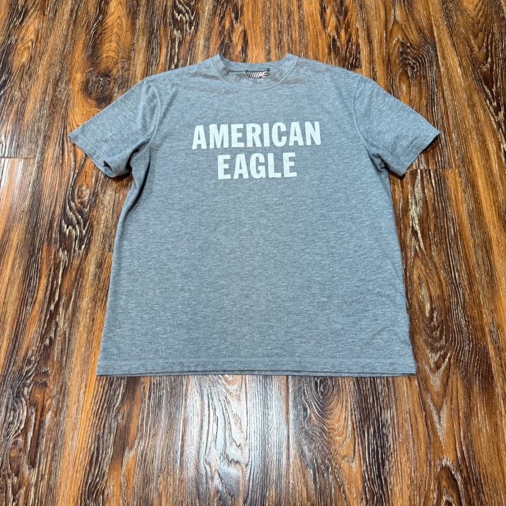 American Eagle Mens M Heather Gray Graphic Logo T-Shirt Size M Short Sleeve